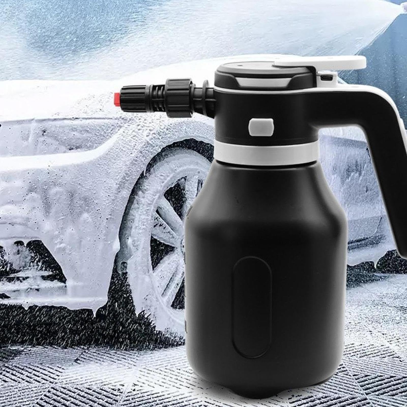 Electric Foam Sprayer Elektrischer Schaumsprüher Drucksprühflasche Handgerät Material für Autopflege Haushaltsreinigung Gartenarbeiten, Schwarz