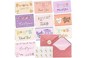 50 Pcs Baby Shower Thank You Cards Girl