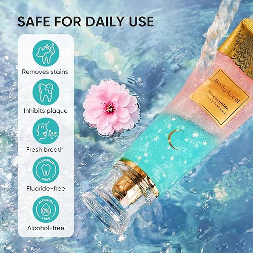 Miniatura 7 de BodyAccel Pasta de dientes blanqueadora con Niacinamida  Pasta de dientes blanqueadora natural con Niacinamida, fórmula suave para dientes más