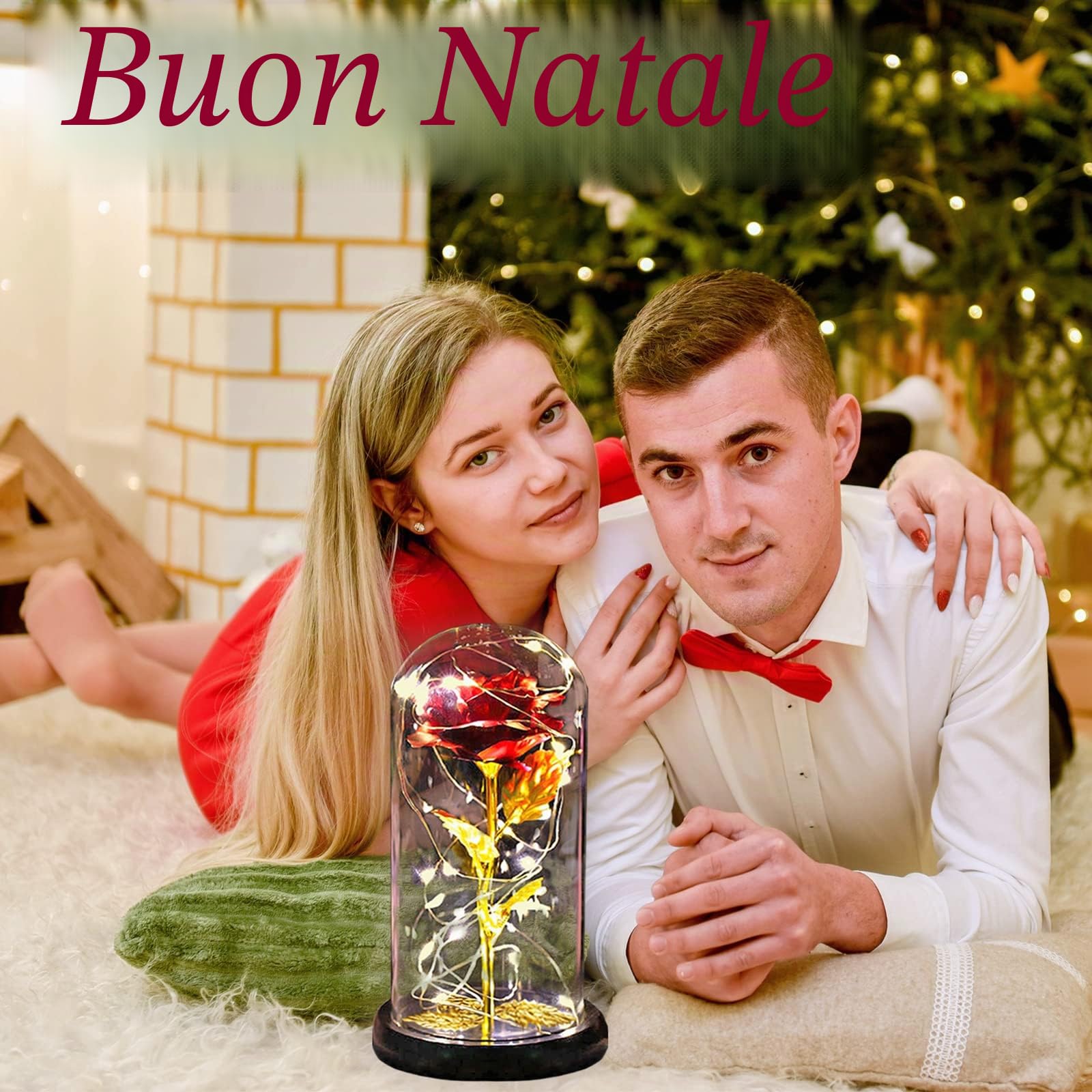 Regalo San Valentino per Lei Rosa Eterna Idee Regalo Donna Compleanno Rose Bella e la Bestia Regali San Valentino Rose Incantate in Cupola Vetro con Luci LED Regalo Mamma Amica Fidanzata Ragazza Nonna