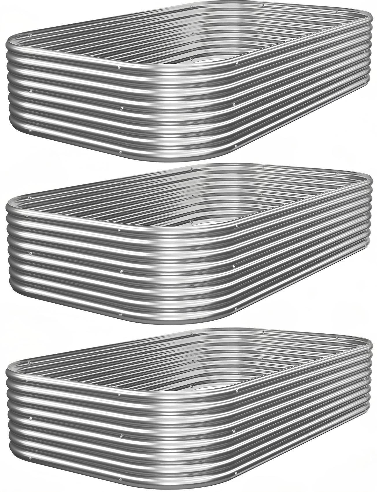 3 PCS 4x2ft Galvanized Raised Garden Bed Outdoor