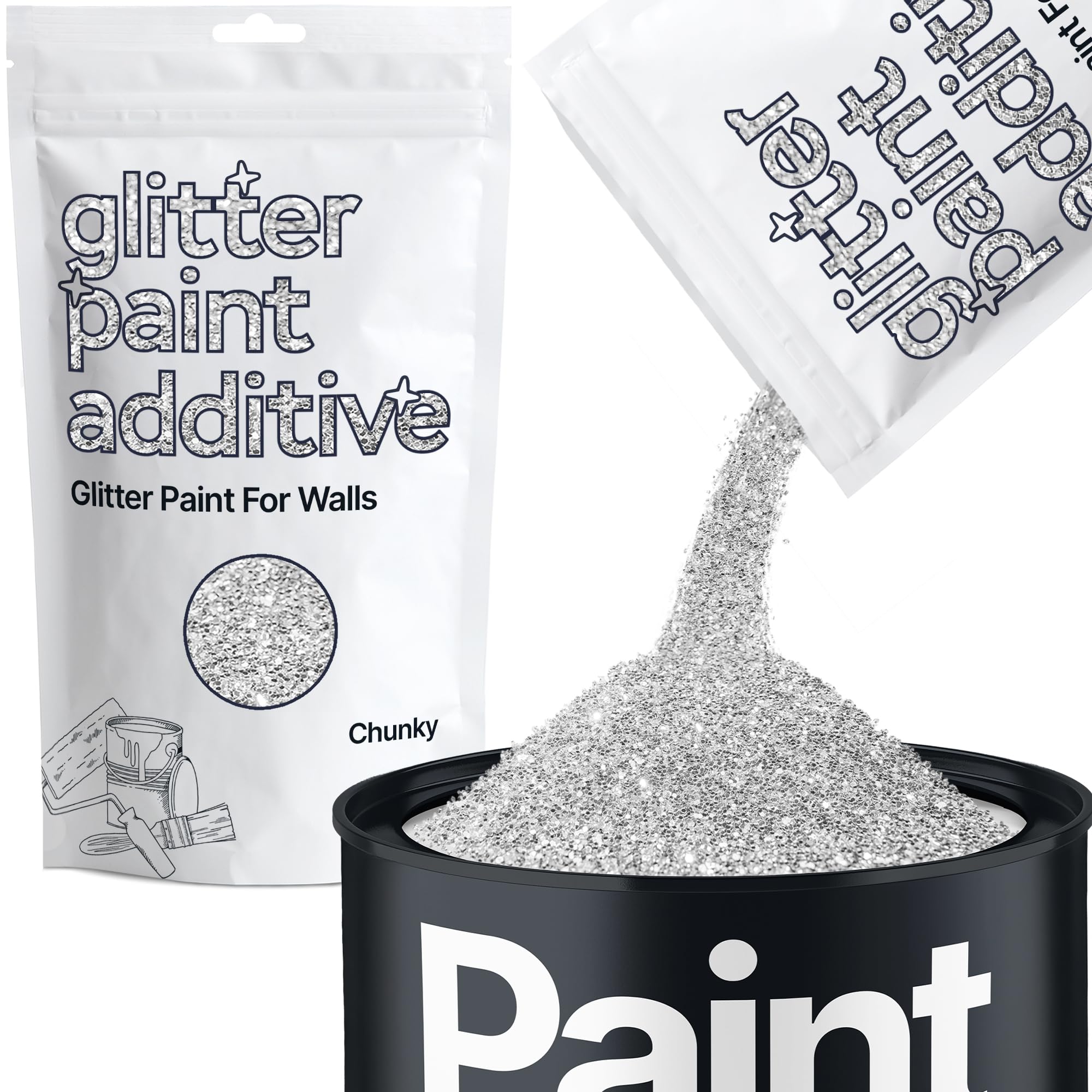 Peinture à paillettes pour murs émulsion additive argentée latex acrylique paillettes épaisses peinture d'intérieur 100 g/3,5 oz