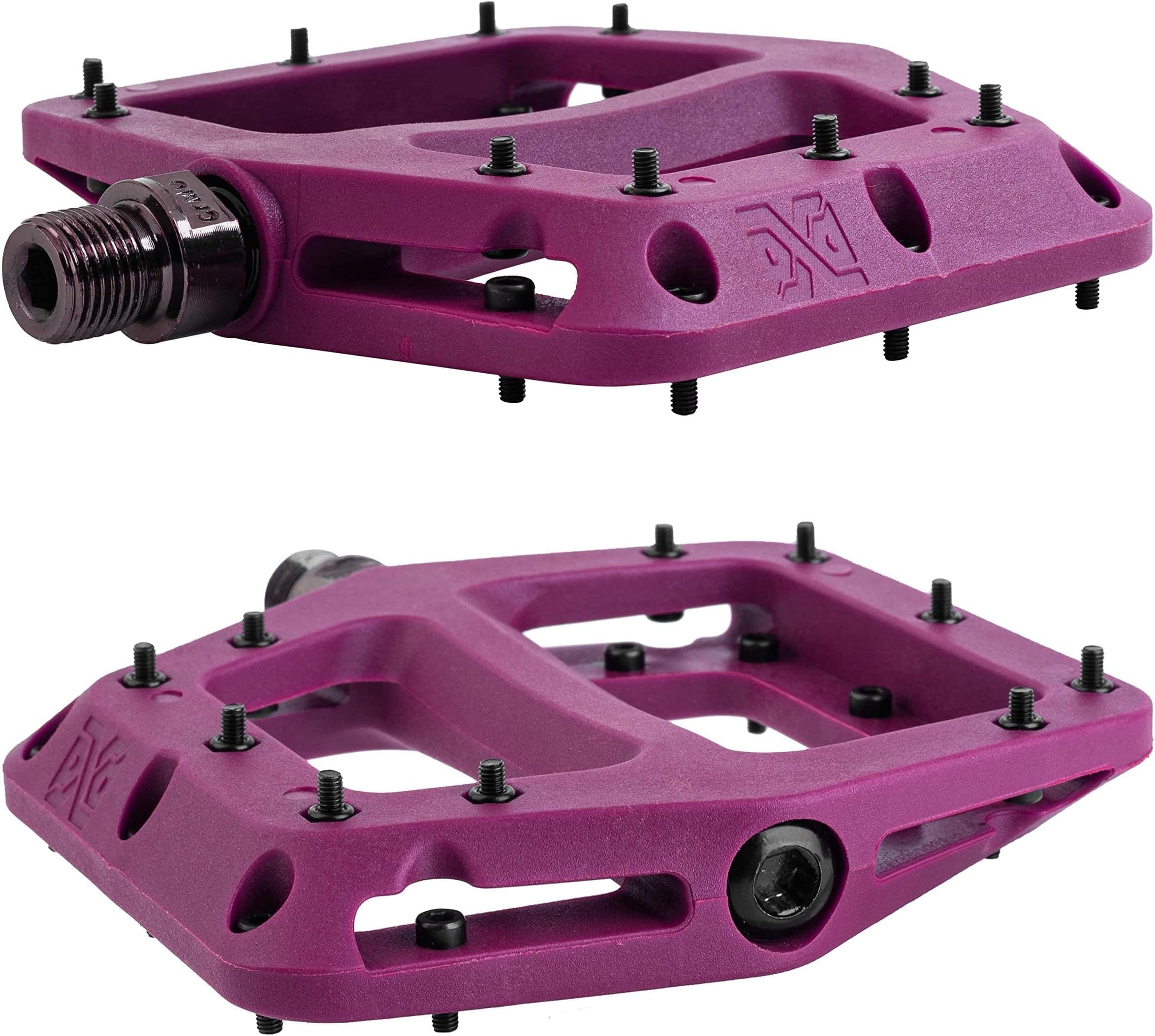 PDX D10 Flat Wide Mountain Bike Pedals MTB Pedals BMX Pedal Composite Pedals for Enduro Freeride Downhill Dirt Jumper Sealed Needle and Roller Ball Bearings 9/16 High-Strength 20 Pins/Pedal