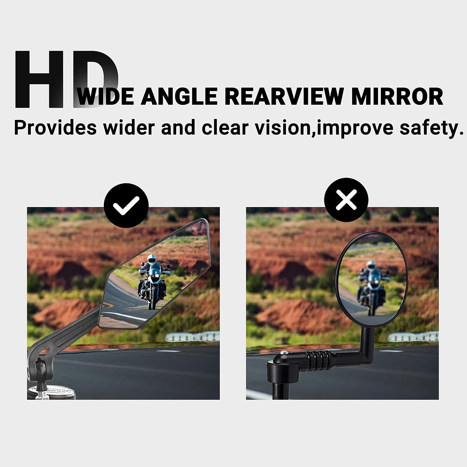 Himiway Bike Mirror 1 Pair, HD Wide Angle Large Handlebar Rearview Mirror, 360° Rotatable Adjustable Bicycle Handlebar Rear View Mirrors for Mountain Bike Ebike Road Bike Scooter