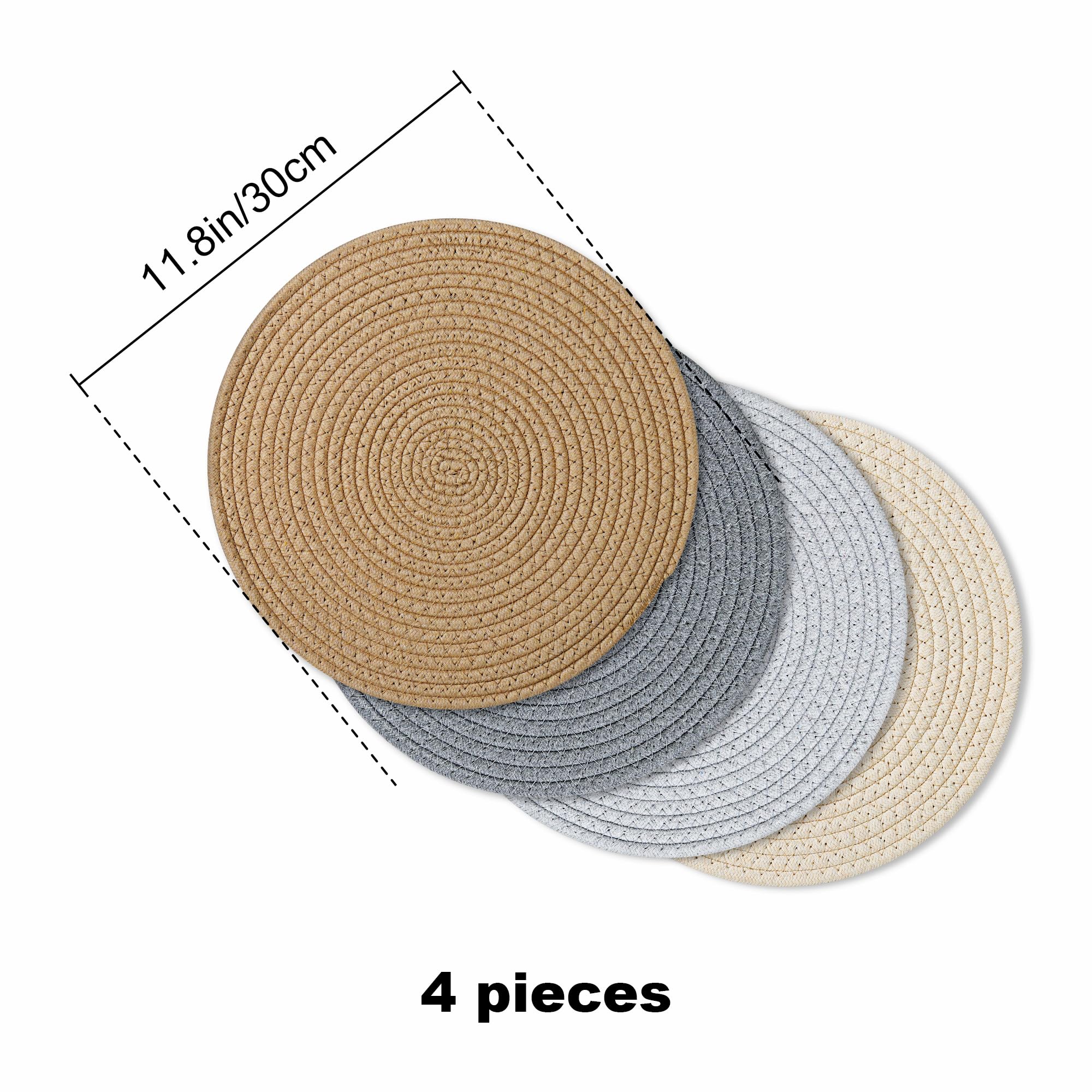 fanquare Cotton Rope Woven Place Mats, Christmas Placemats Set of 4, Heat Resistant Non Slip Woven Table Mats - Image 4