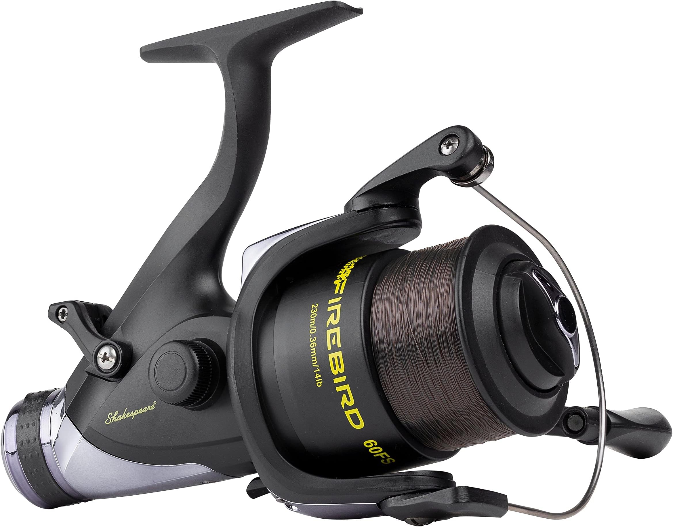 Shakespeare Firebird Spinning Reel – Pre-Spooled Lightweight Reel with Graphite Handle and Spool, Smooth 1-Ball Bearing Design for Freshwater Predator Fishing - Different Sizes and Styles