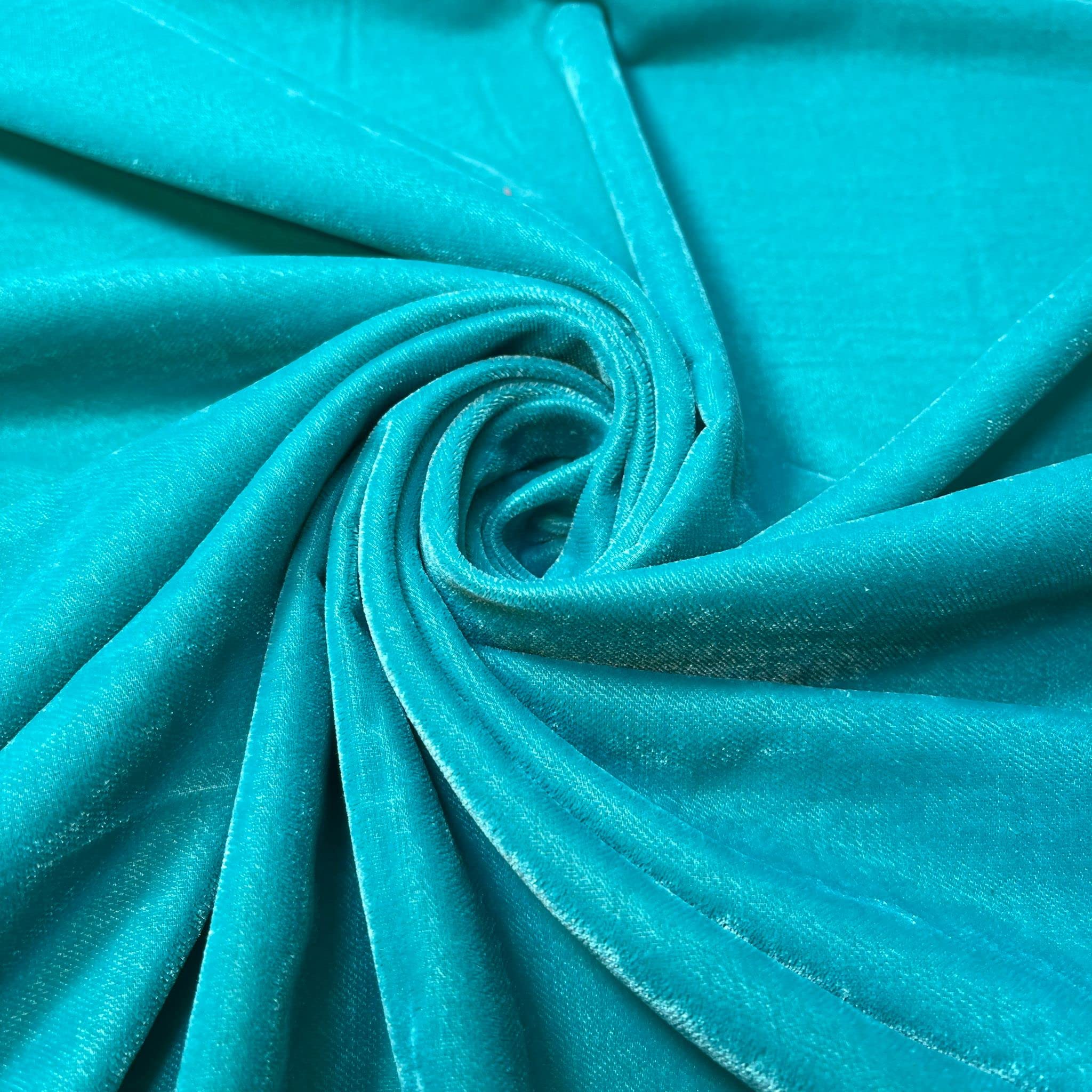 Three Crown Velvet Fabric Soft Strong Material - Home Decor, Curtains, Upholstery, Dress - 112cm Wide (Turquoise, 2 Meter)