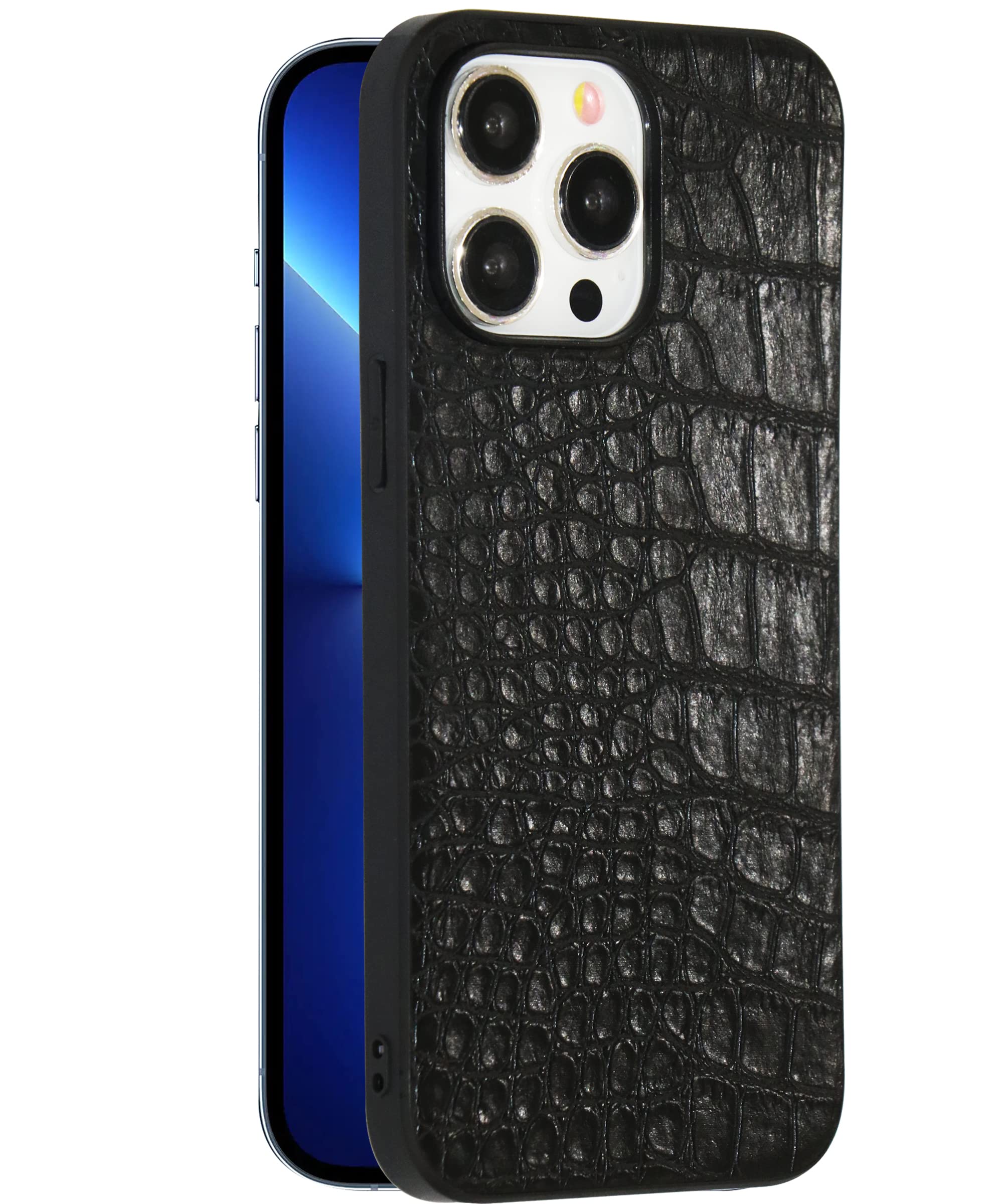 IvachellCompatible with iPhone 14 Pro Max Case Pu Leather Crocodile Pattern 14promax Phone Cover Luxury for Men and Women 5g 2022 Fashion 6.7 inch (Black)