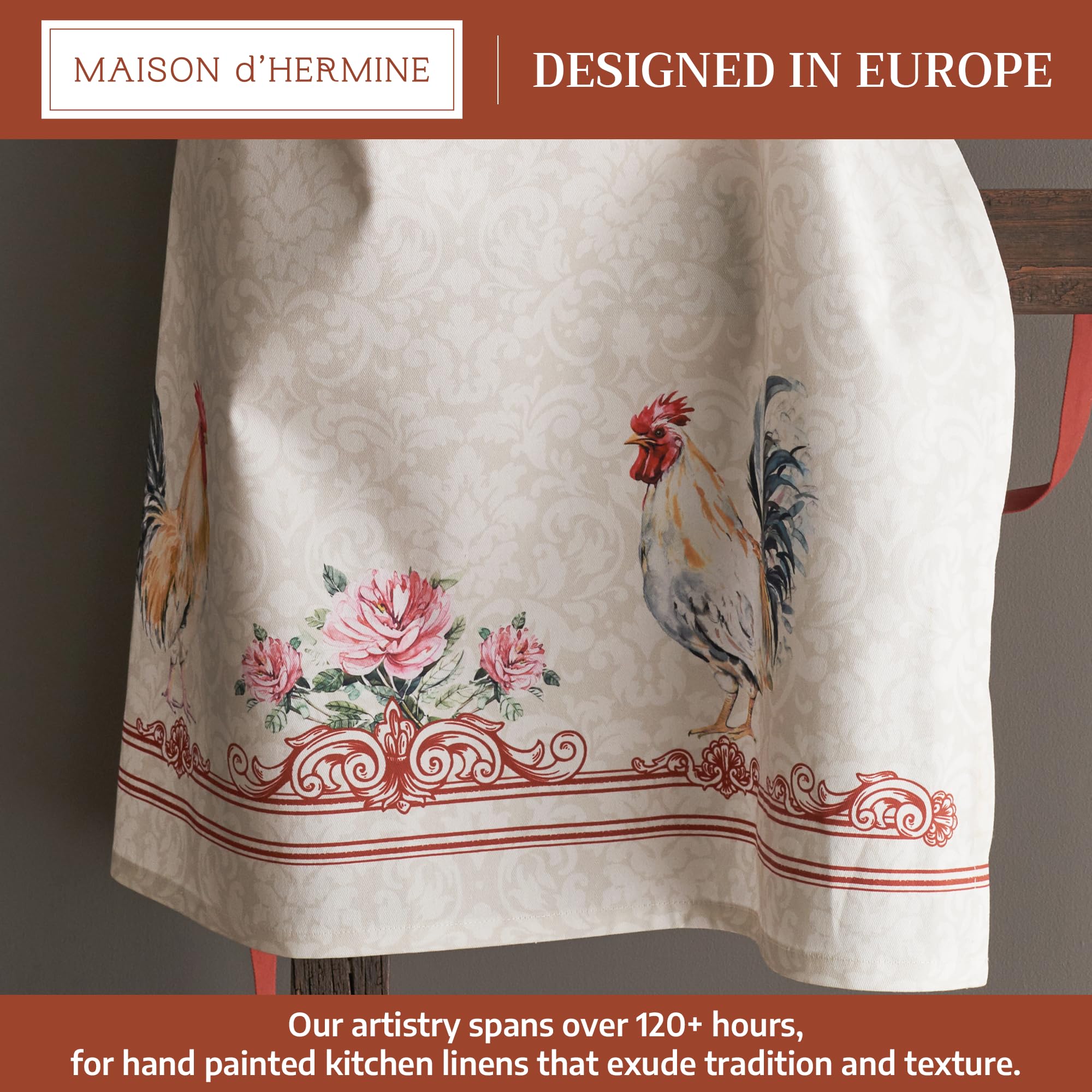 Maison d' Hermine - Delantal de algodón 100% con cuello ajustable y bolsillo central visible con corbatas largas para mujeres y hombres chef (27.50 x 31.50 pulgadas)