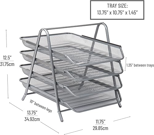 Miniatura 3 de Mind Reader MESHMON3P-BLK  Organizador con cajón y base para monitor, de rejilla de metal, y organizador de 3 niveles para escritorio de rejilla de