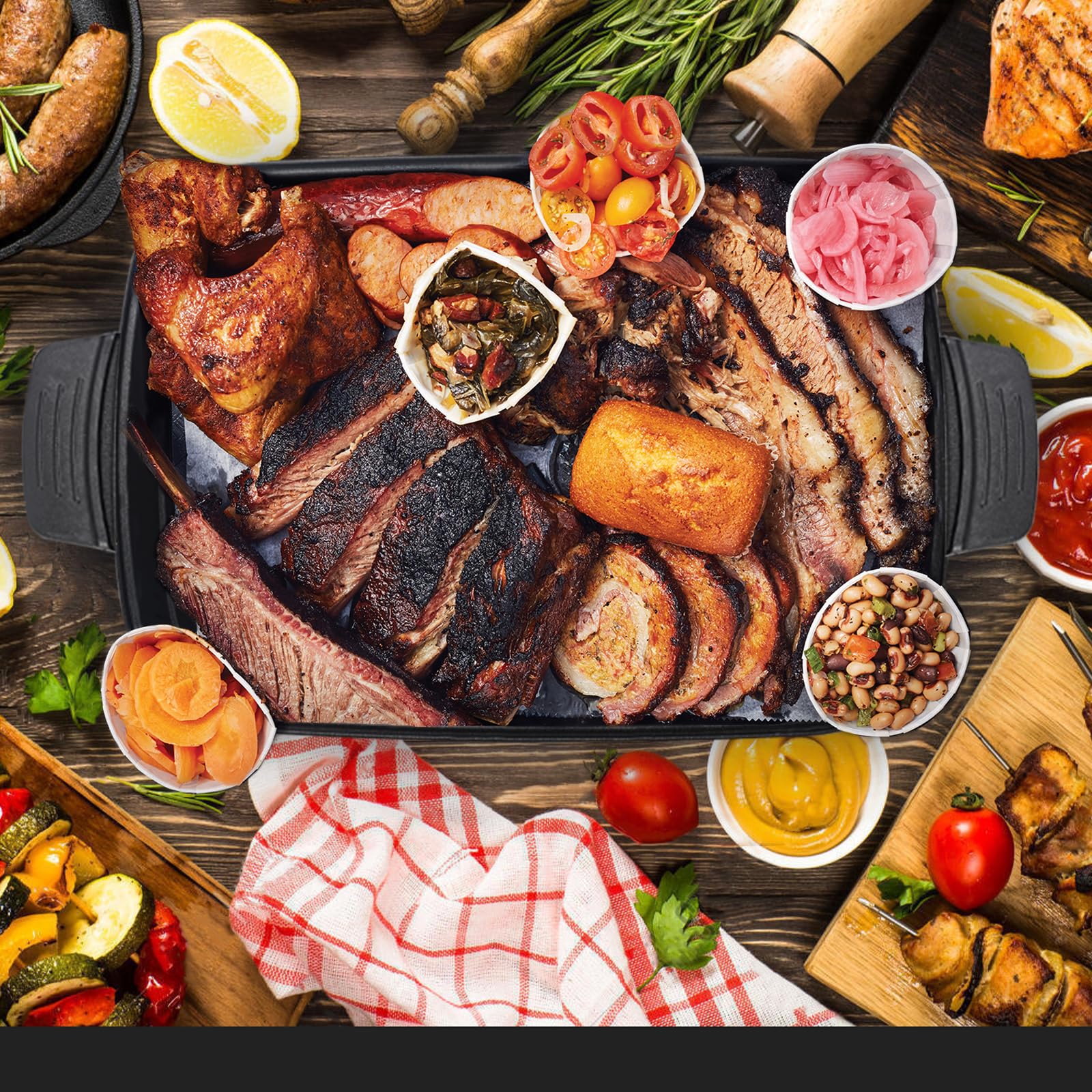 AEWHALE 3-in-1 Multifunktionspfanne Elektrischer Grill,Elektropfanne mit Deckel 1500W Antihaftbeschichtung, Abnehmbare Oberfläche&Cool-Touch-Griffe Pancake Elektrisch Partypfanne
