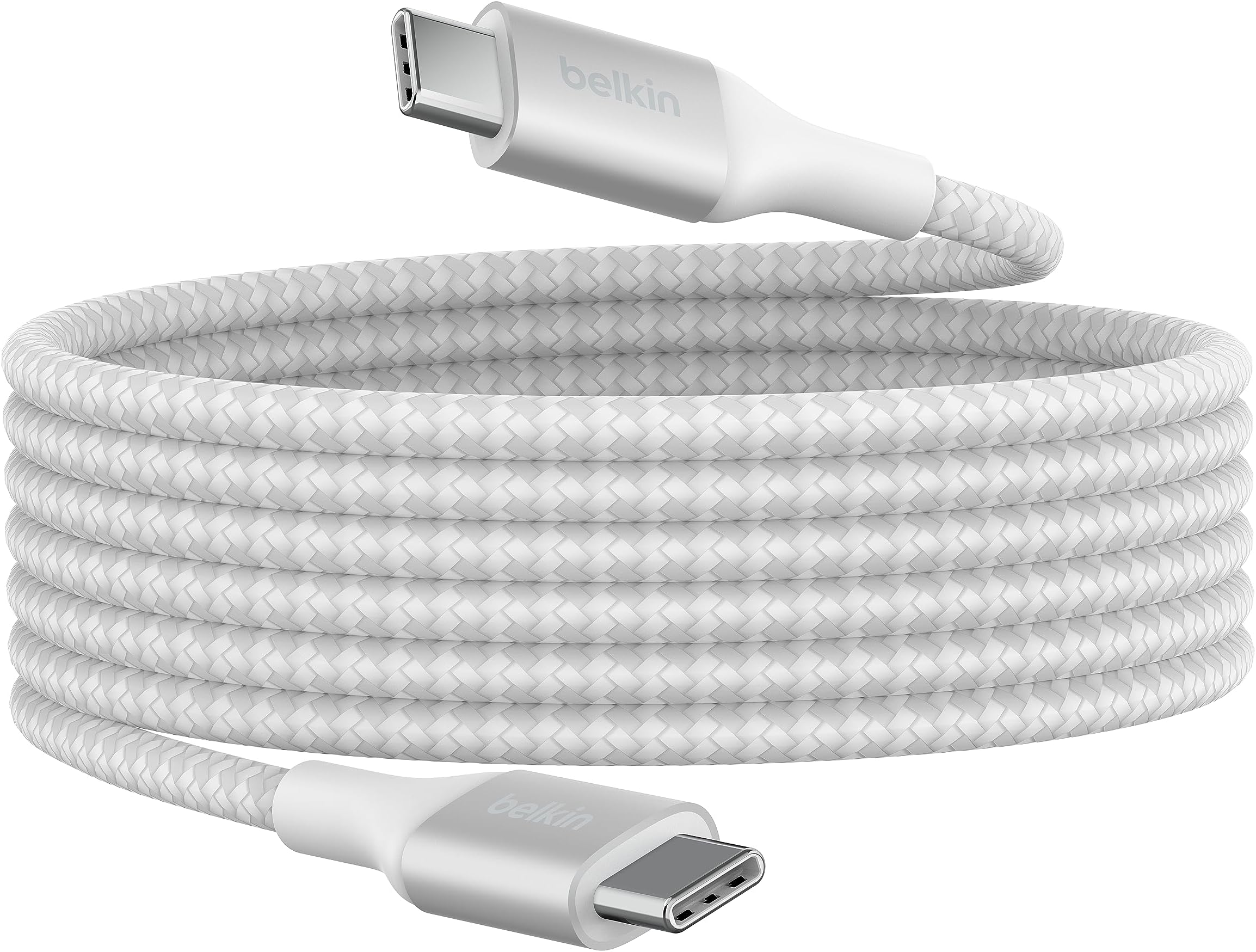 BoostCharge USB-C to USB-C Power charger cable, USB-IF certified fast charging cable with 240W Power Delivery for iPhone 17, 16, 15, MacBook, Chromebook, Galaxy, iPad, Pixel & More - 2m, white