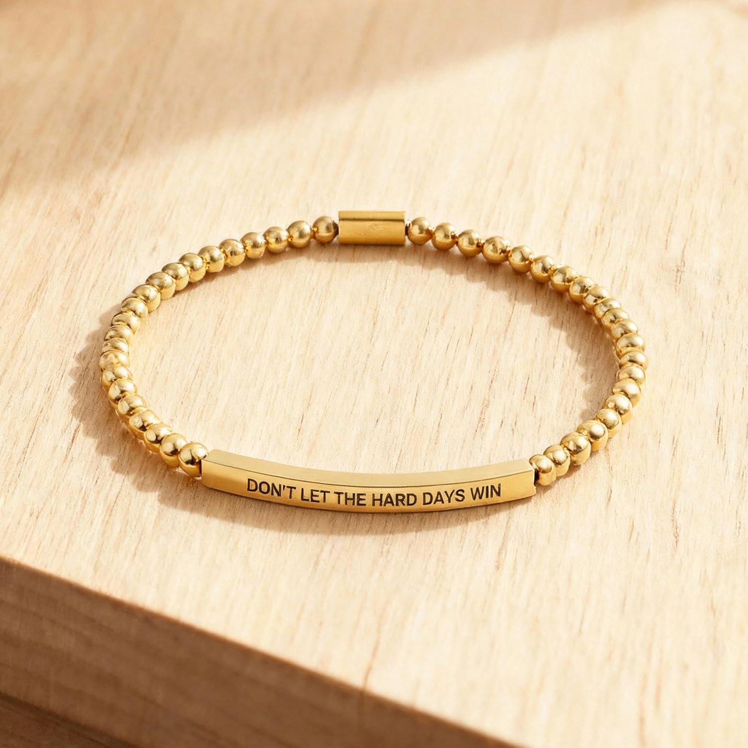 72ore Don't Let The Hard Days Win Bracelet Beaded Adjustable Turquoise Inspirational Gifts Bracelet for Women - Image 5