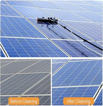 Solar Panel Cleaning Kit Water Fed, Water Fed Brush Free Positioning Height, Solar Panel Cleaning Rotating Brush and Pole Kit Perfect for Cleaning Photovoltaic and Solar Panels.