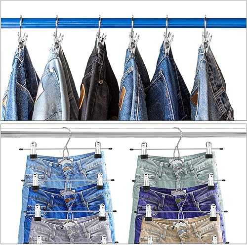 Miniatura 5 de 24 piezas de suministros de dormitorio universitario decoración falda pantalones perchas con clips resistente clip ahorro espacio apilable añadir en