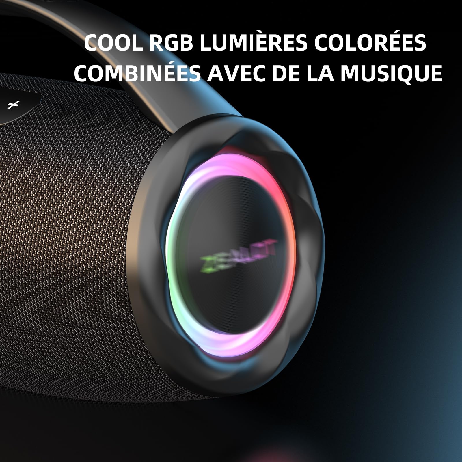 ZEALOT Enceinte Bluetooth Puissante 80W Haut Parleur sans Fil avec Lumière LED, Basses Puissantes, EQ, Autonomie de 12 hrs, Bluetooth 5.2, IPX6, AUX, TF Carte, TWS, Enceinte Portable pour Exterieur