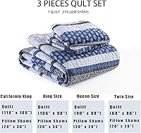 Vista 6 de Juego de ropa de cama con colcha Homzard tamaño individual - Juego de edredón 100% algodón, colcha de cama gris y azul para la cama, ropa de cama