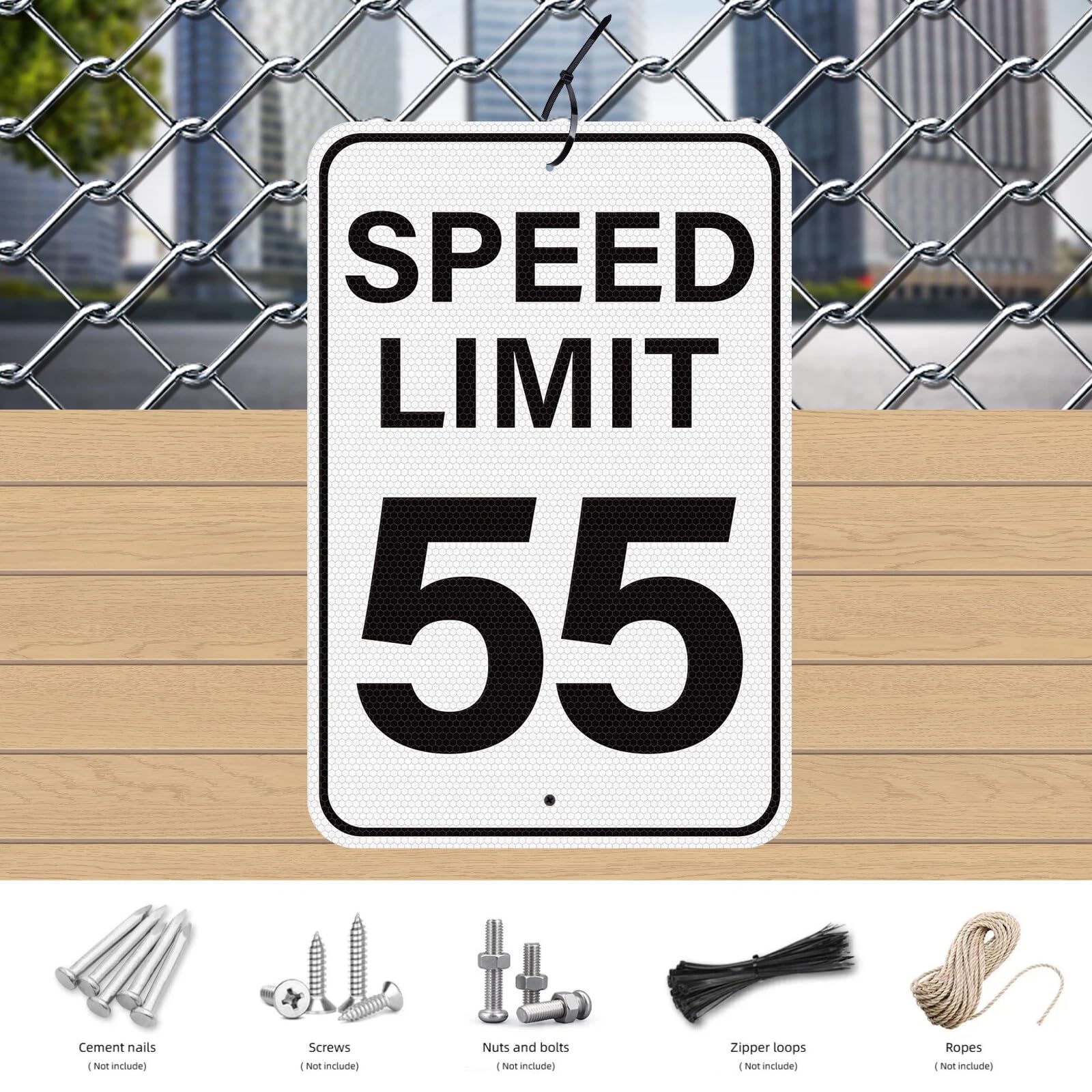Lot de 2 panneaux de signalisation en aluminium réfléchissants, 45 x 30,5 cm, réfléchissants, imperméables, avec trous pré-percés pour une utilisation en intérieur et en extérieur