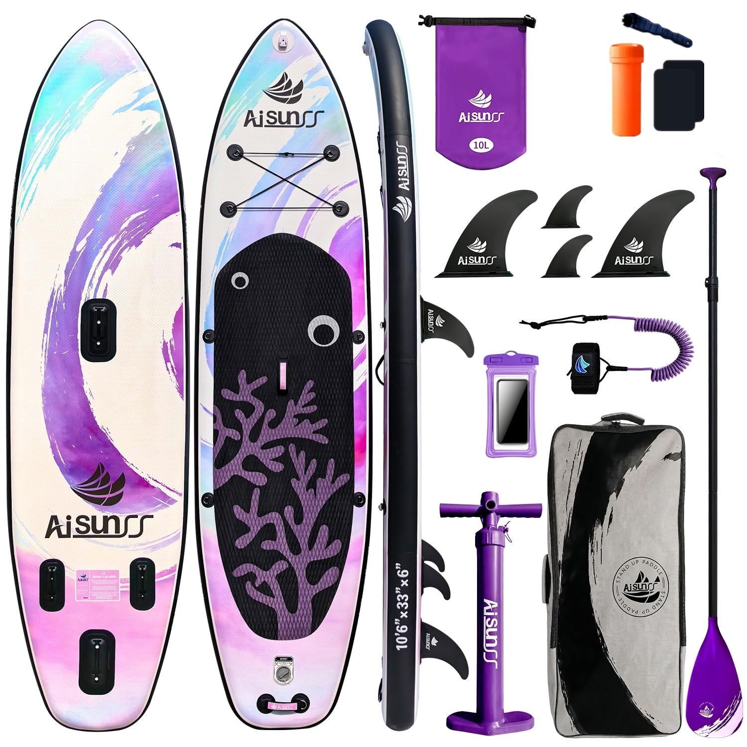 Amazon | AISUNSS 空気注入式 スタンドアップパドルボード プレミアム