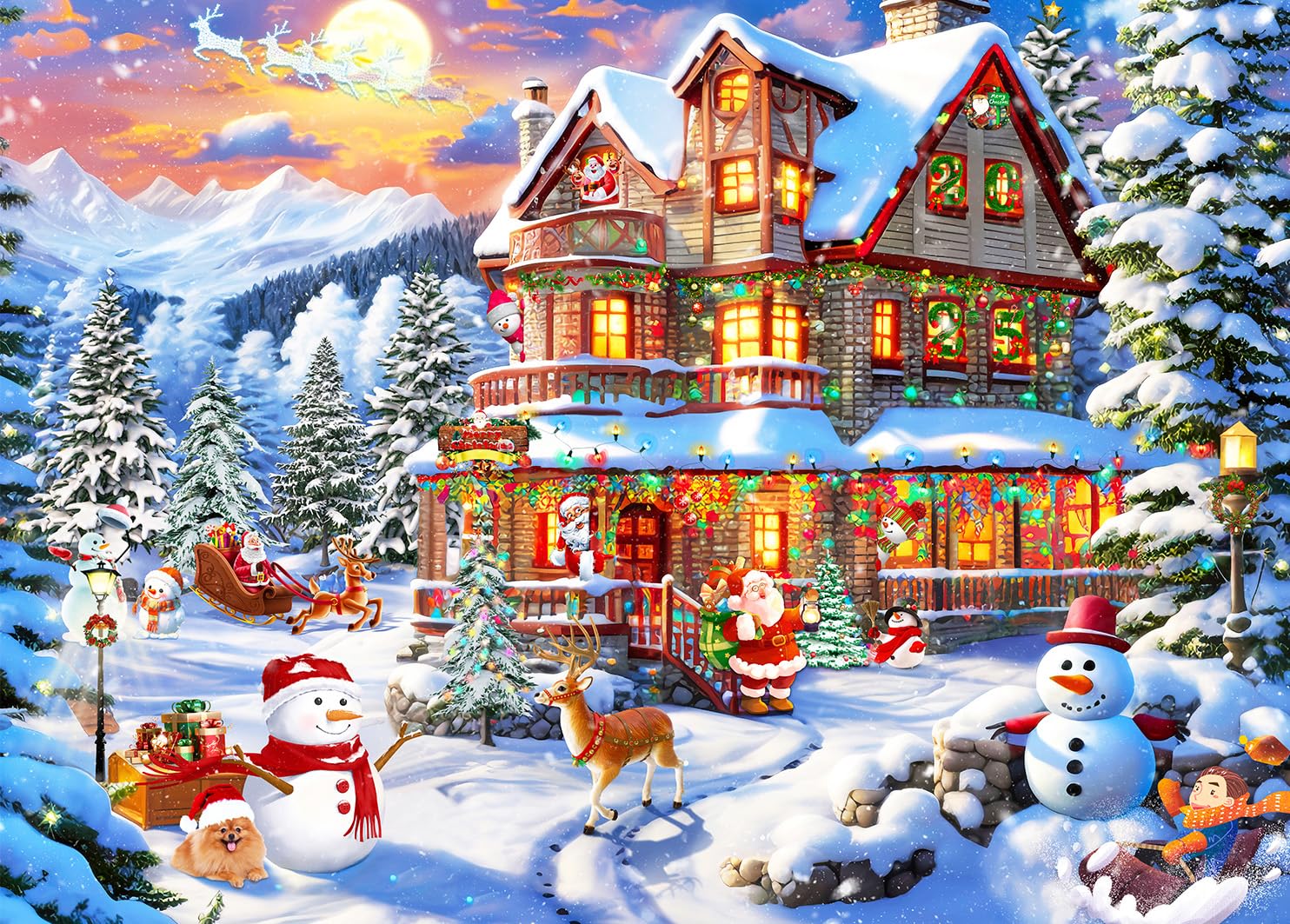 Puzzles 1000 Pieces for Adults jigsaw puzzles for adults 1000 Piece Christmas Puzzle Educational Games-Christmas Castle-Home Decoration Puzzle 1000 Pieces