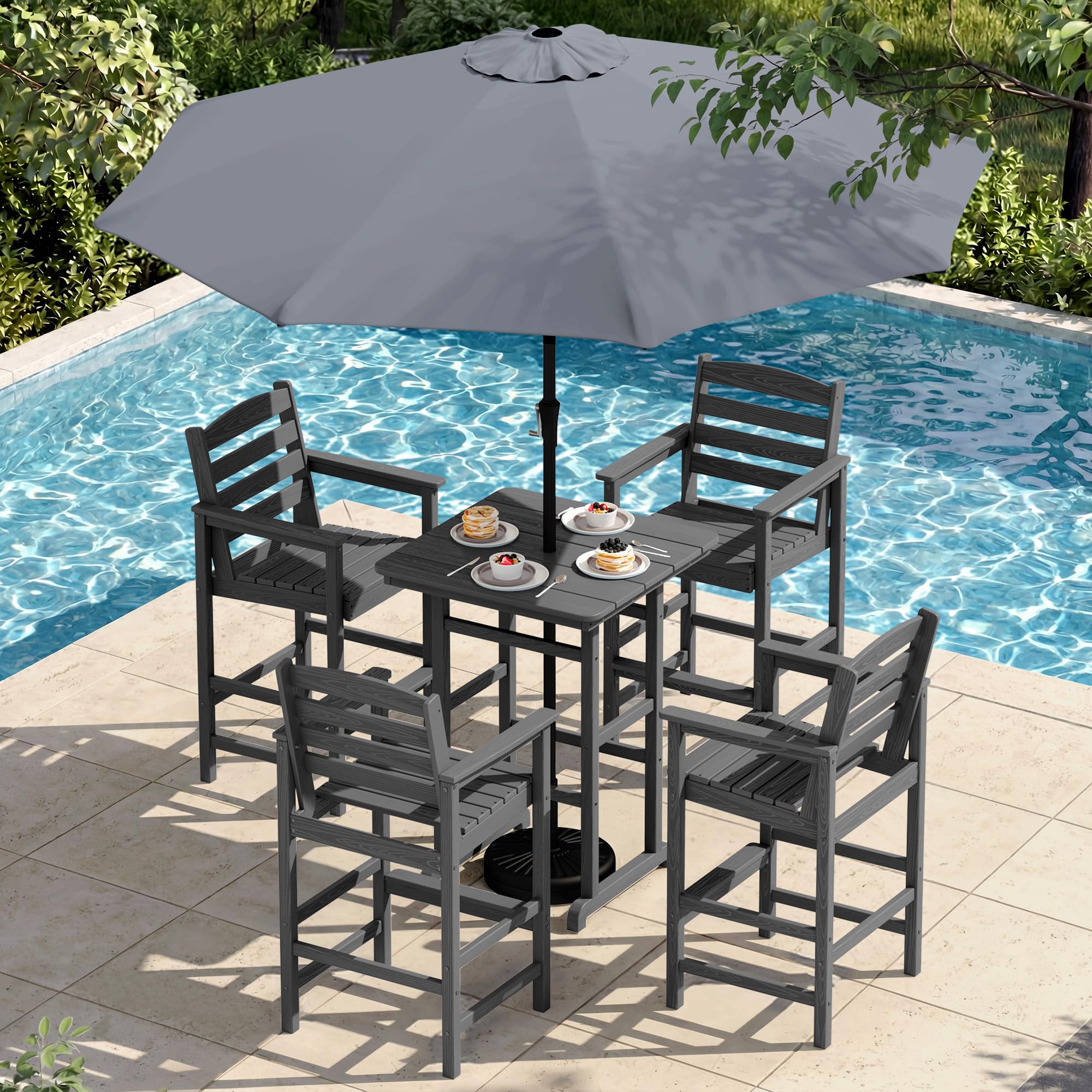 bar patio umbrellas Amazon.com: SERWALL 6 Pieces Outdoor Patio Bar Set with 9ft Umbrella,  Outdoor HDPE Barstool and Table Furniture Set with Patio Umbrella, Gray :  Patio, Lawn & Garden