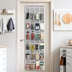 Simple Houseware 24 Pockets Clear Over the Door Shoe Organizer, Grey | 162.6 cm H x 48.3 cm W, 4 Durable Metal Hooks, 10.9 x 24.1 cm Pocket Size, Multipurpose