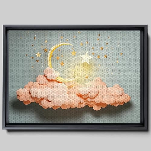 Boho Nursery Wall, cloud Wall Decor Prints Art, moon Art prints, Toddler Bedroom Bathroom Room Playroom Classroom Cute Modern Boho Print