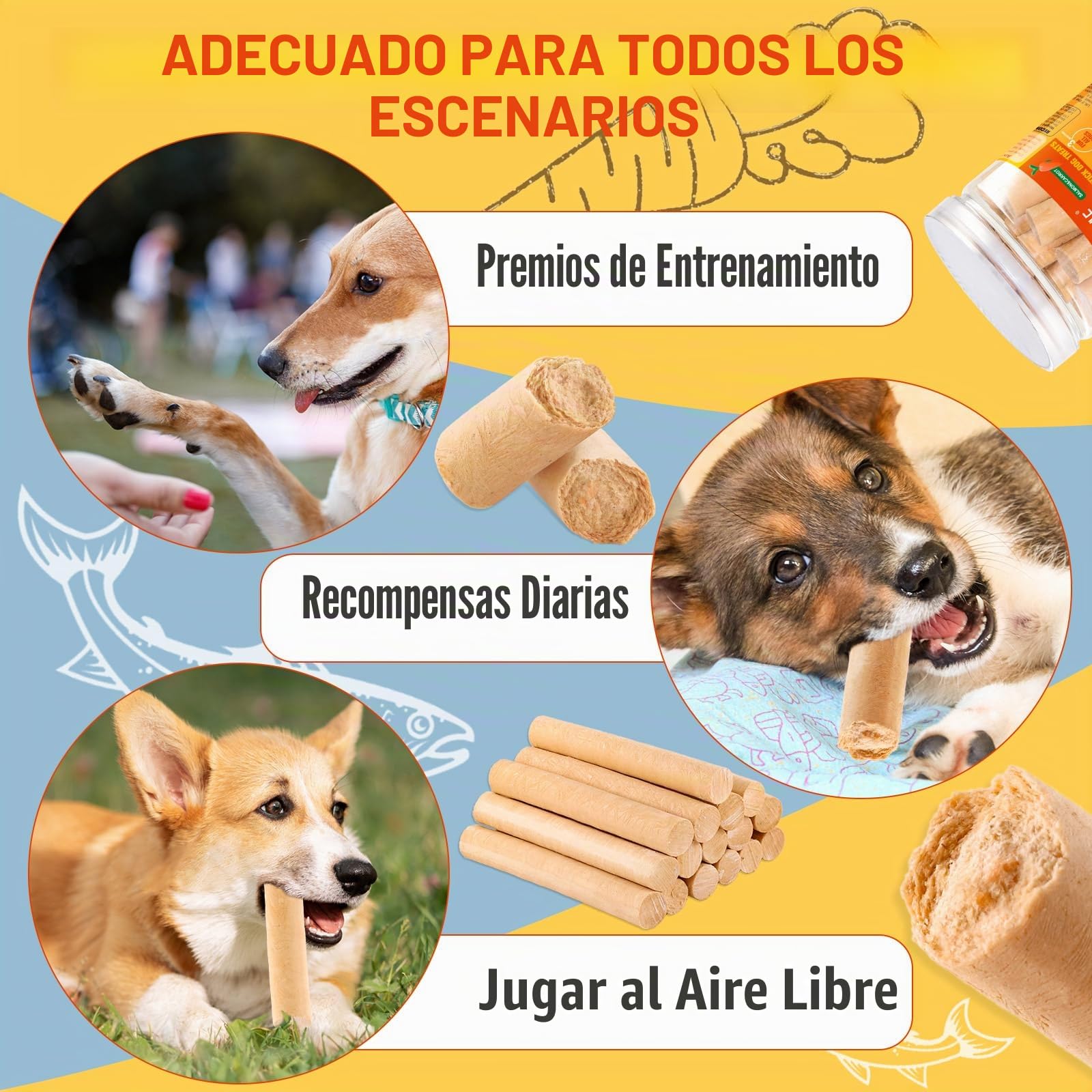 100g Salmon Sticks for Dogs,Palitos De Salmón para Perros,Salmón Y Zanahorias Reales,Fácilmente Digerible,Golosina para Perros Alta En Proteínas,Refresca El Aliento Saludable,para Todas Las Razas
