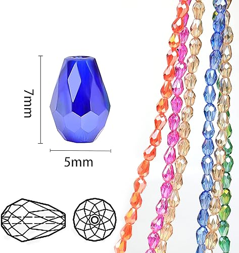 Miniatura 2 de 330 cuentas de cristal de lágrima gris para la fabricación de joyas, cuentas espaciadoras sueltas de color AB con forma de agujero vertical