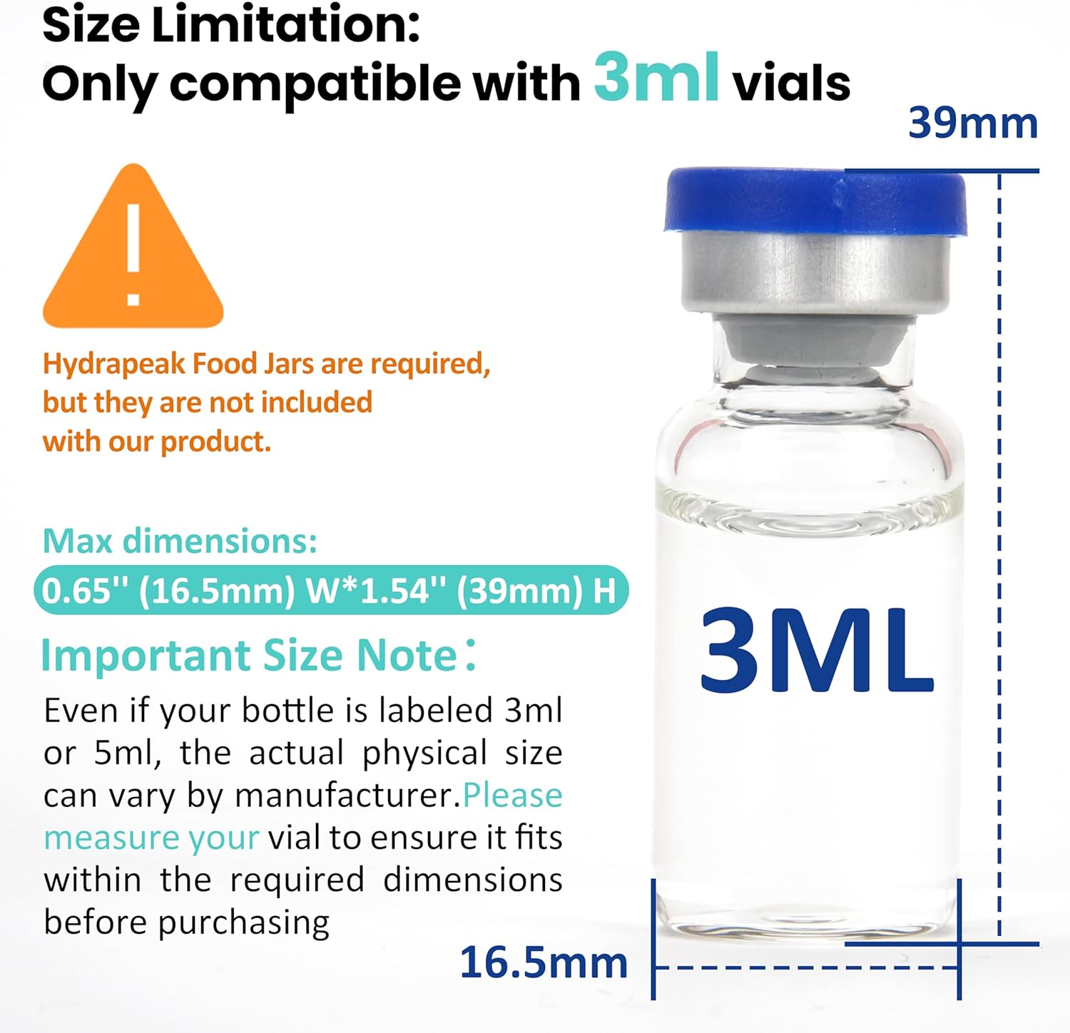 Silicone 3ml Vial Insert(1 Short +1 Tall) Compatible with Hydrapeak Food Jars – Fits 32/25/18oz Food Thermos, 28-Vial Maximum Capacity – Peptide Vial Storage for Freezer/Fridge (No Jar and Vial) - Image 2