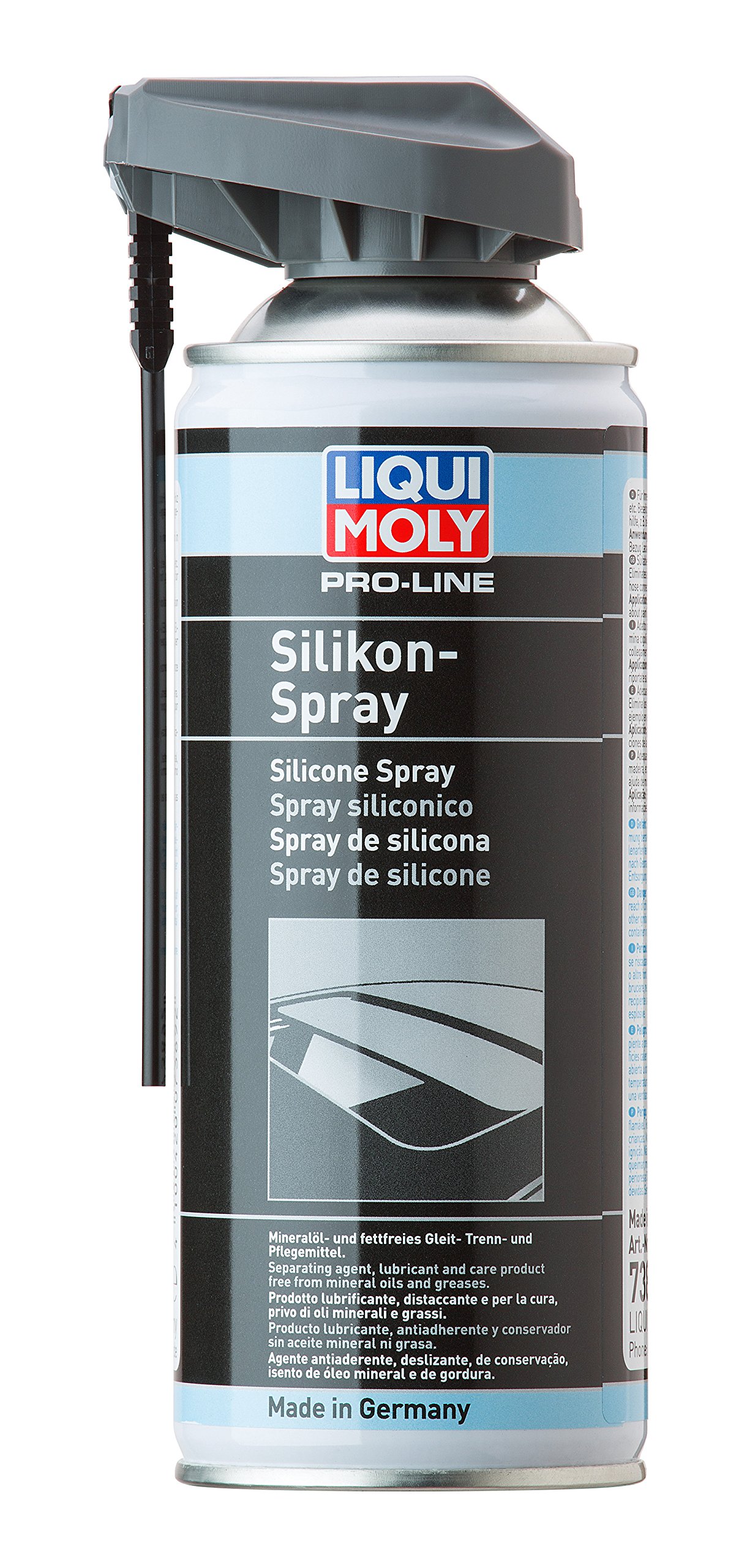 Liqui Moly, 4 flaconi di silicone spray lubrificante per silicone, plastica, gomma, metallo, legno, 400 ml, 7389