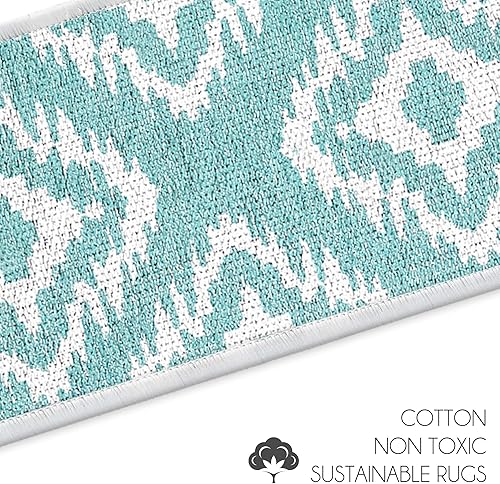 Miniatura 5 de SUSSEXHOME Tetra One Color Design - Peldaños de escalera de 9 x 28 pulgadas, tiras antideslizantes para alfombras de 70% algodón para escaleras de