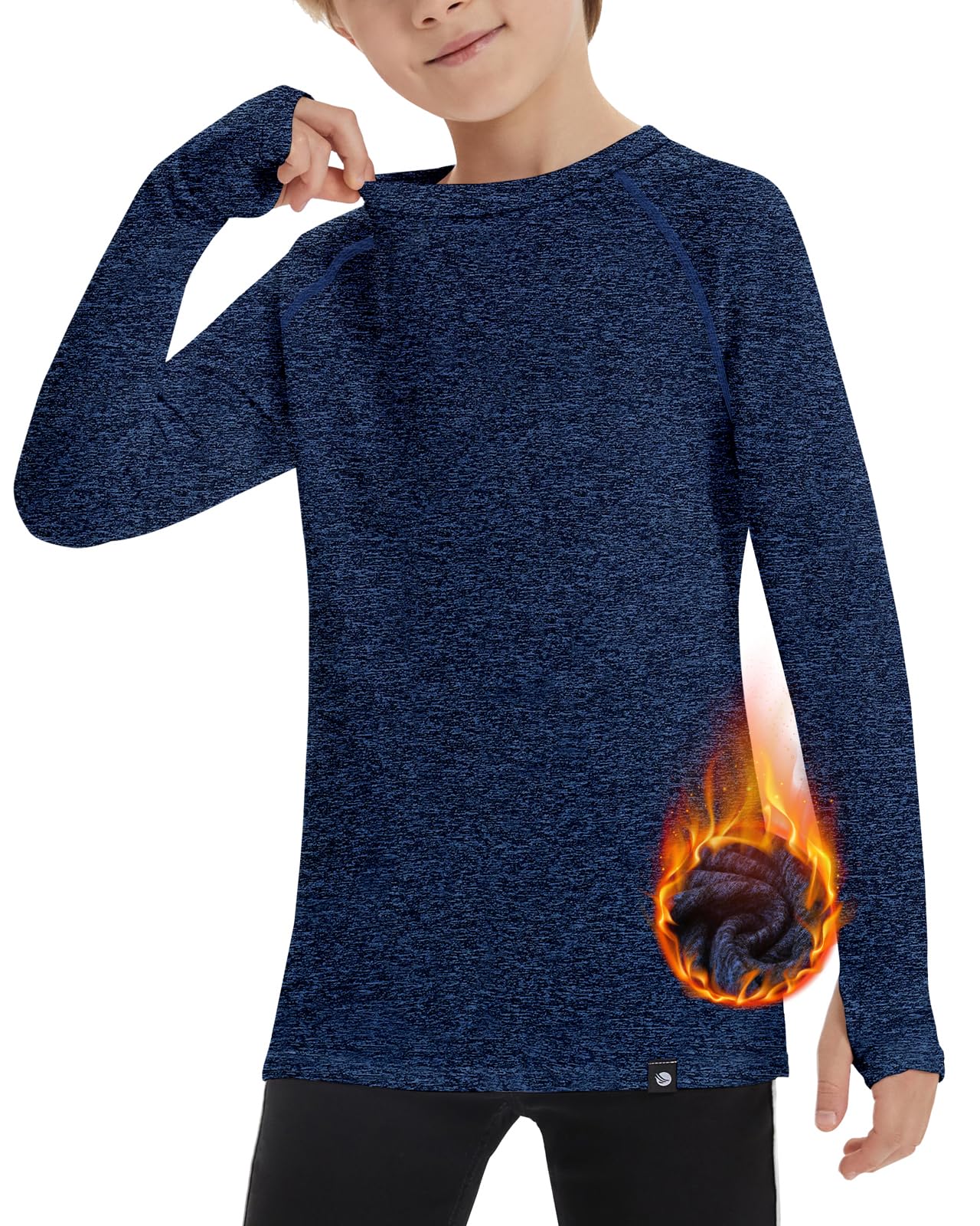 Soneven Thermo Langarmshirts Jungen Kinder Langarm Pullover Teenager Mädchen mit Daumenloch Sport T Shirt Unterhemden Thermounterwäsche Oberteile Fussball
