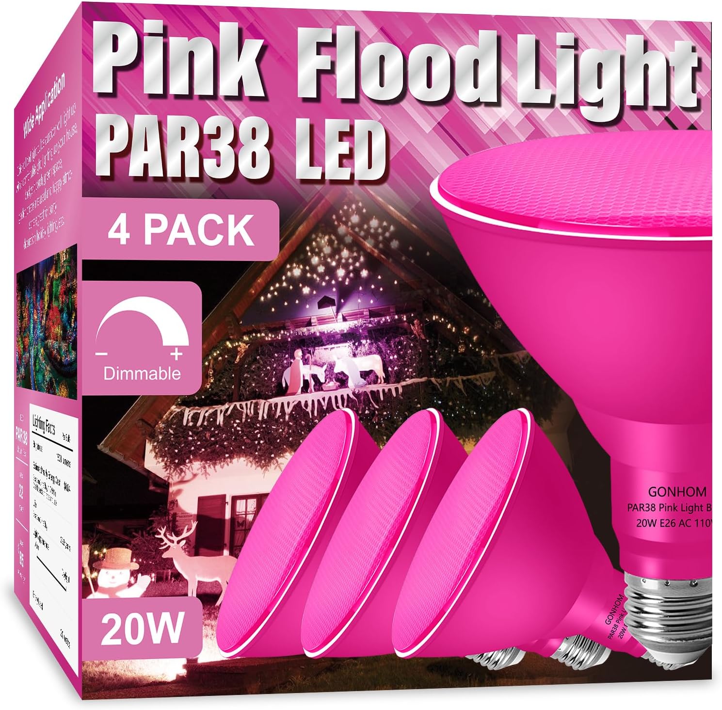 2 Pack PAR38 Blue Led Light Bulbs, Dimmable, 20W, E26 Base, Outdoor Indoor, Christmas Lighting, 1800 LM, Long Lifespan