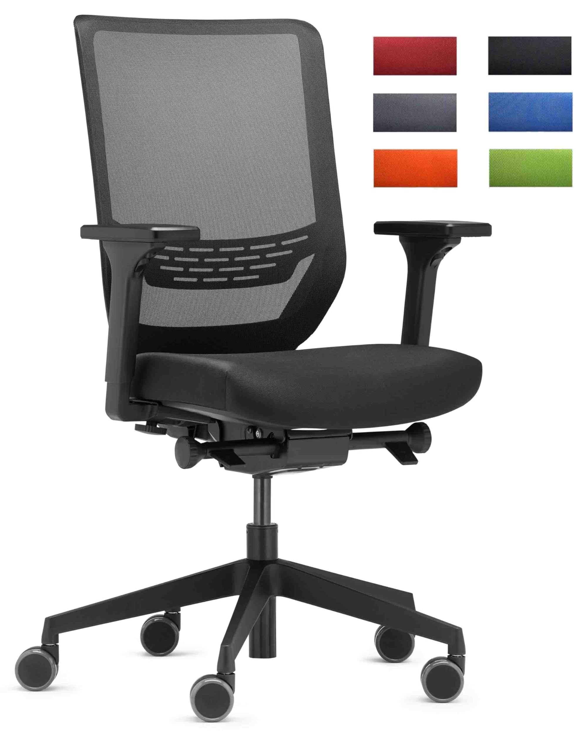 TREND OFFICE to-sync pro Bürostuhl mit Armlehnen, Schwarz, Netz-Rückenlehne | by Dauphin, modernes Design, Homeoffice, umweltzertifiziert, ergonomischer Schreibtischstuhl, GS-geprüft, synchro-Mechanik