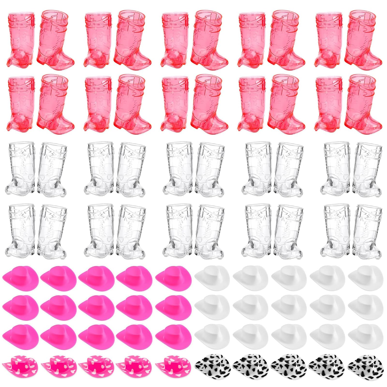 Yaomiao 80 Pcs Cowboys Shot Glass Includes 40 Pcs Cowboy Boot Shot Glass Cups 40 Pcs Western Cowboy Cowgirl Hat Plastic Cowgirl Party Supplies for