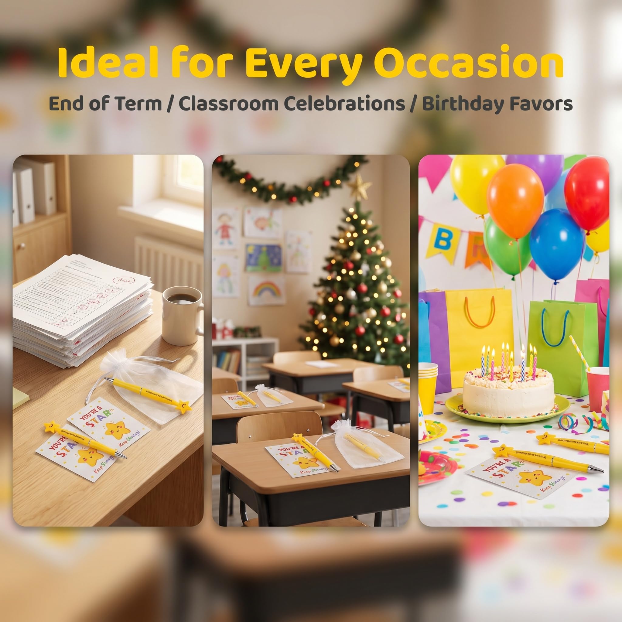 Regali di Fine Anno per Bambini, Confezione da 36 Regali di Fine Anno per 30 Bambini, Penne/Carte Motivazionali per Alunni/Borse Regalo per Lasciapassare Scolastici Regalo per Studenti Dagli