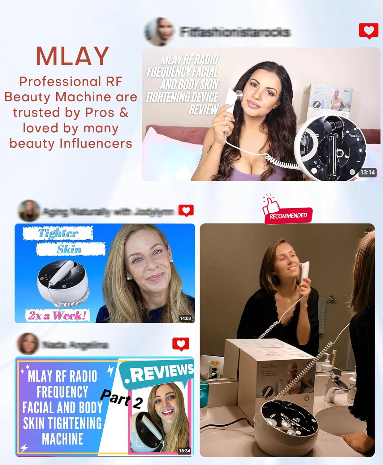 MLAY Professional RF Beauty Machine, Radio Frequency Face Machine with 2 Probes, at Home Radio Frequency Skin Tightening for Lifting, Wrinkle Reducing, Anti Aging - Salon Effects（Gel Included）