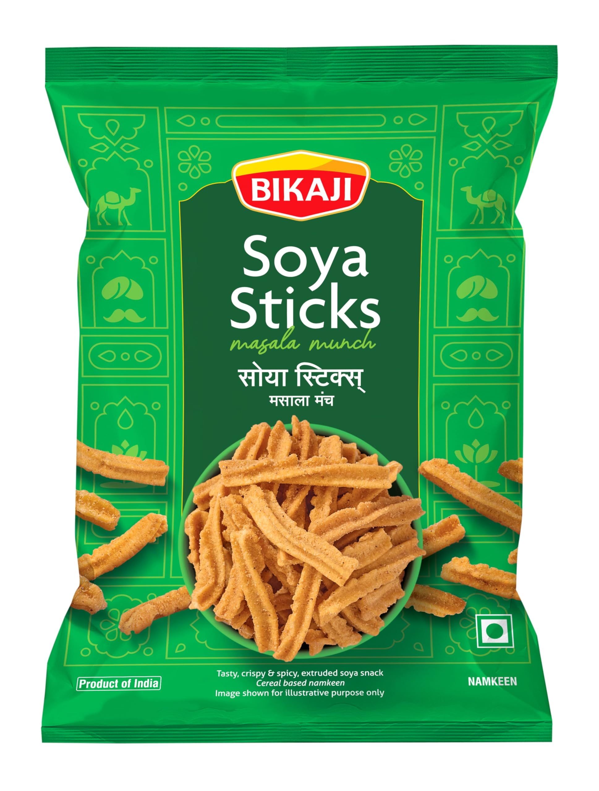 Bikaji Soya Sticks Masala Munch 7.05 oz (200g), Spicy and Crunchy Indian Snack, Tasty and Flavorful, Anytime Munch, Party Mix, Bar Snacks, Ready-to-Eat