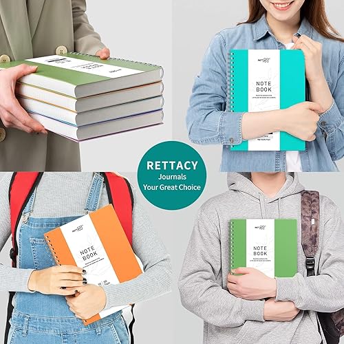 Miniatura 6 de RETTACY Cuaderno de espiral, cuaderno universitario B5 con 300 páginas, diario para mujeres, escuela, trabajo, papel premium sin ácidos de 100 GSM,