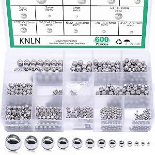 KNLN 600PCS Stainless Steel Precision Bearing Balls Assorted 12 Sizes Kit 1mm-1/4" for Bikes, Bearings, Auto Repairs