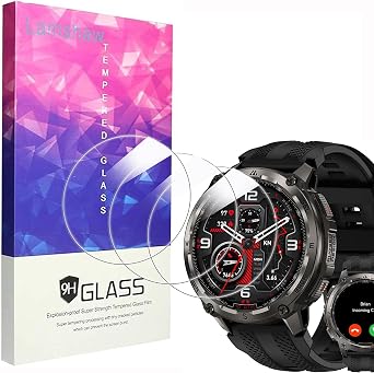 Lamshaw Compatible for KOSPET Tank T4 Smart Watches Screen Protector, [3 Pack] 9H Tempered Glass Screen Protector Film Compatible for KOSPET Tank T4 1.43 Inches Smart Watches 3 Pack