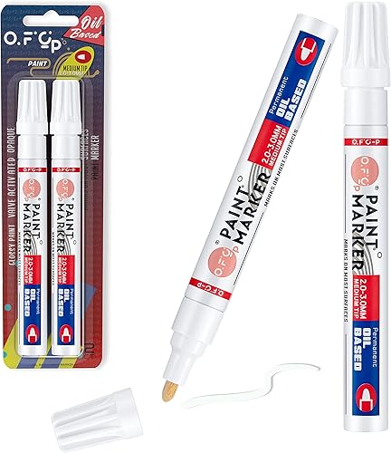 Miniatura 1 de OFC-P Rotulador permanente de pintura a base de aceite punta media blanco paquete de 2