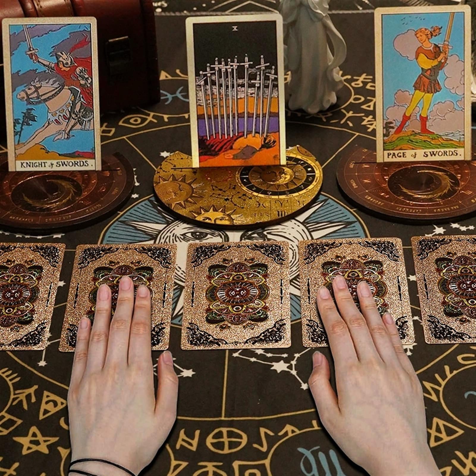 GIBZ Diseño Original Cartas de Tarot, 78 Piezas de Oro Rosa Foil Tarot Deck Set, con Libro Guía y Caja para Principiantes