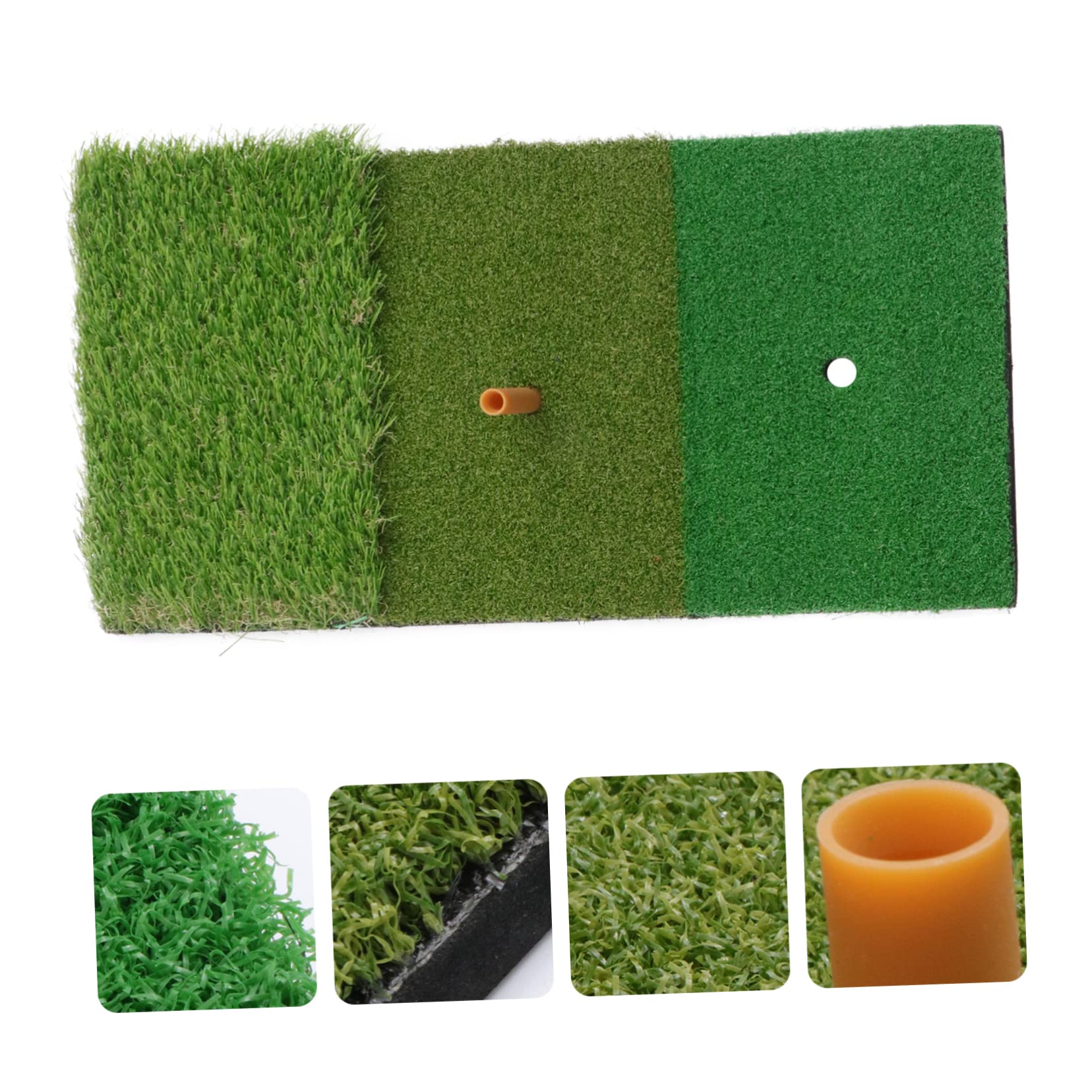 HONMEET Portable Golf Practice Mat Hitting Pad with Realistic Grass Surface for Training Short Long Grass Options for Swing Practice and Game