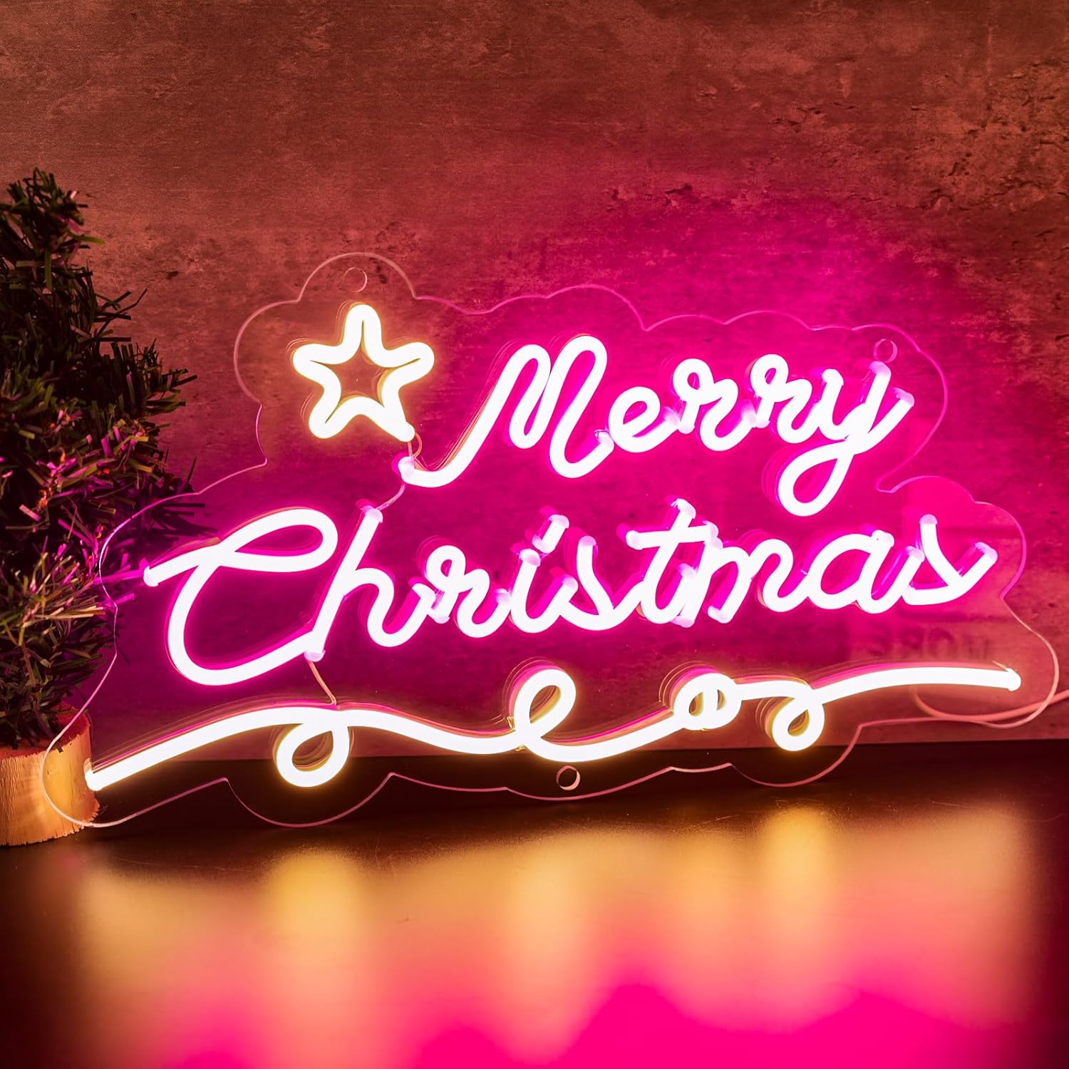 KANAYA Merry Christmas Neon Sign, Christmas Decorations