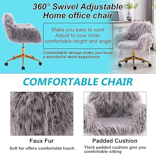 Miniatura 4 de Yoluckea Silla moderna de terciopelo para la oficina en casa, silla giratoria ajustable para sala de estar, bonita silla de escritorio para adultos