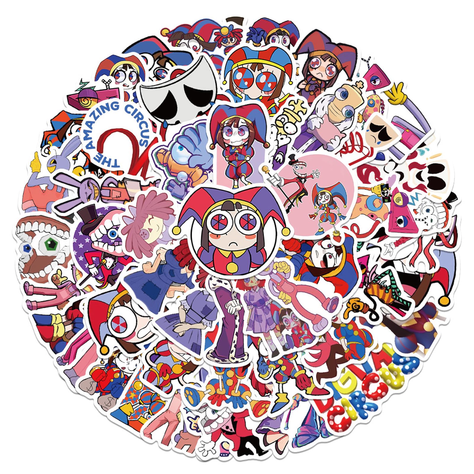 EDLMKM 56 pcs The Amazing Circus Stickers, Cute Stickers Pack, Waterproof Vinyl Sticker Decals, for Laptop, Skateboard, Water Bottles, Computer, Phone, Guitar, Vinyl Decals for Kids, Toddlers, Teens, — view 7