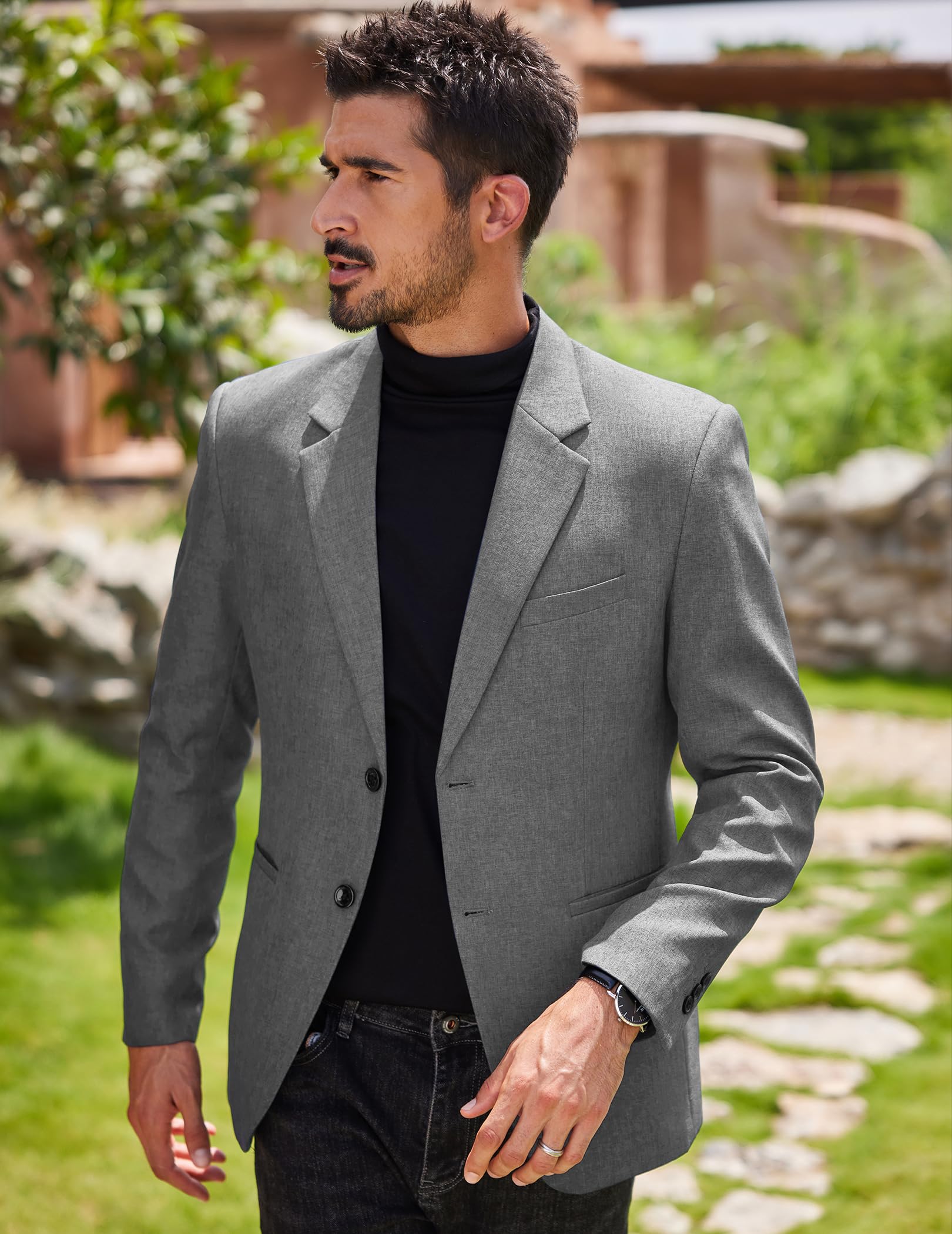 COOFANDY Giacca da uomo sportiva, casual, per il tempo libero, moderna, vestibilità regolare, 2 bottoni, giacca da lavoro