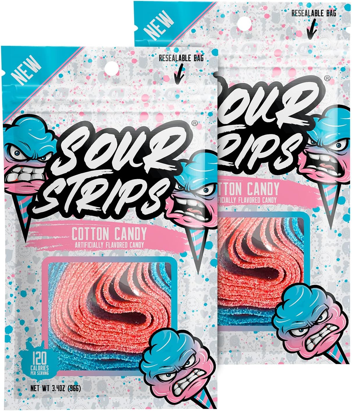 Cotton Candy Flavored | Deliciously Chewy Belts Vegetarian Candies, 12 per Pack, 2 Pack